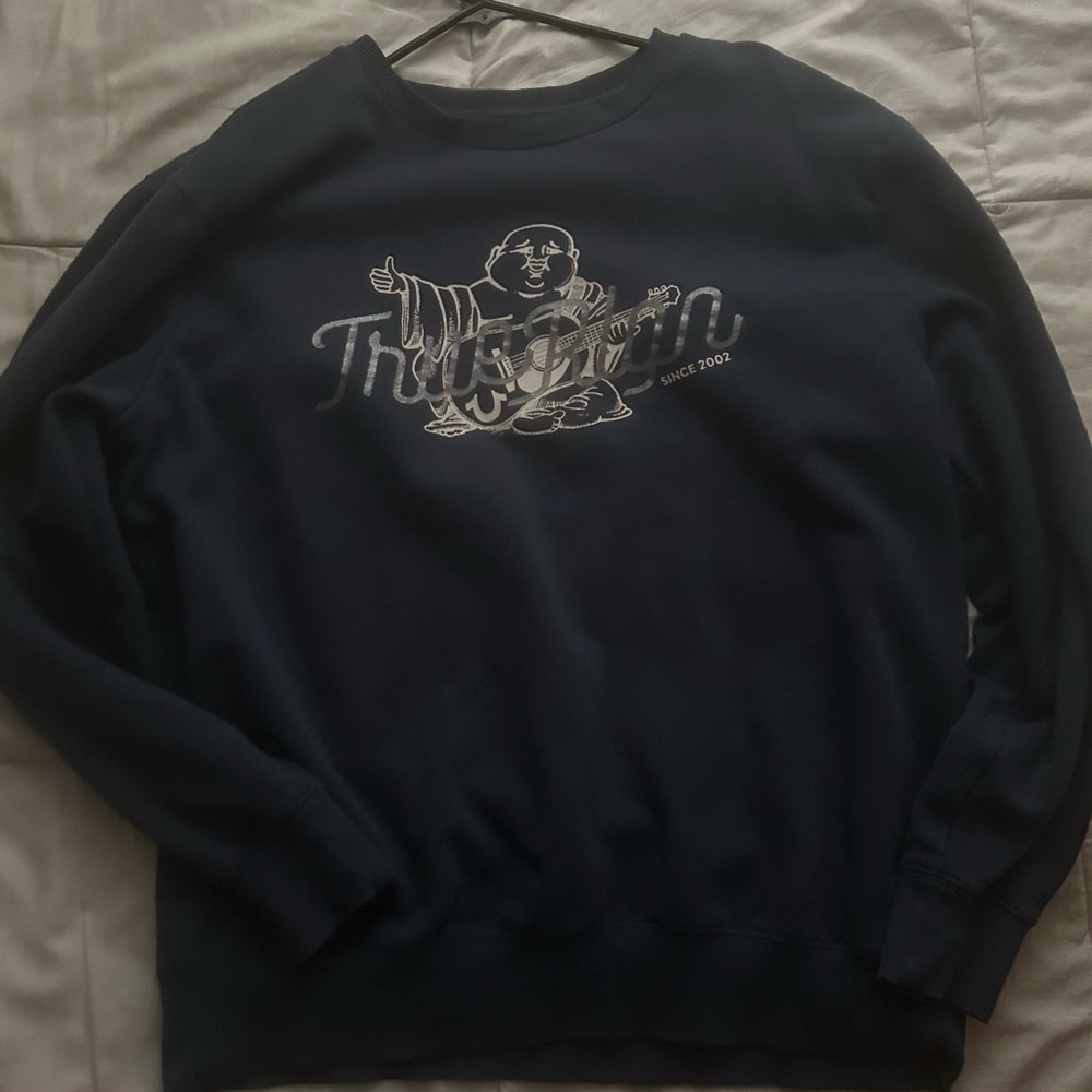 True Religion Blue Crewneck Sweater Classic Style